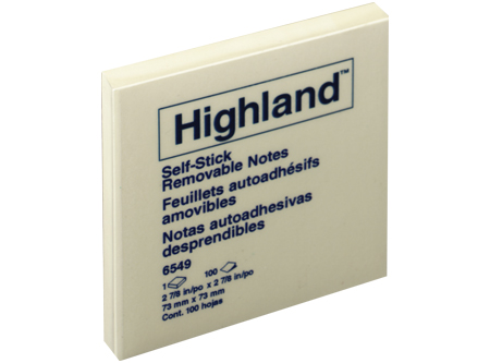 NOTA ADHESIVA HIGHLAND 6549 MED. AMARILLO 100 HJ