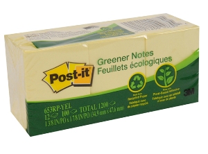 NOTA ADHESIVA 3M RECICLADA POST-IT 653 AMAR X 12