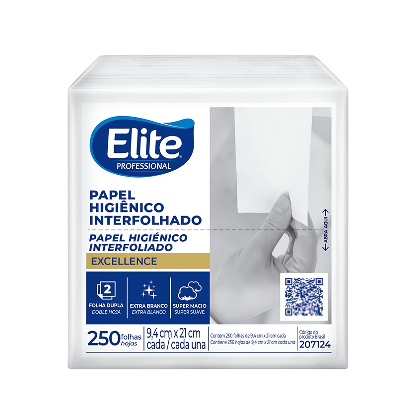 PAPEL HIGIÉNICO ELITE INTERFOLIADO DOBLE HOJA 250 UNIDADES