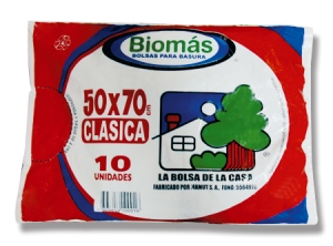 BOLSA BASURA 50 X 70 BIOMAS 10 UNID. 19 MIC.10 KG