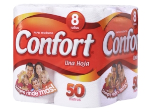 PAPEL HIG. 8 ROLLOS 50 MT. H/S CONFORT.