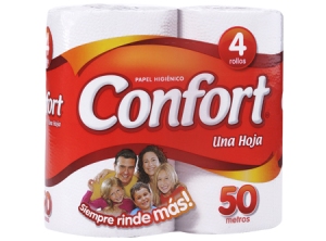 PAPEL HIG. 4 ROLLOS 50 MT. H/S CONFORT GOFRADO