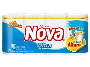 TOALLA PAPEL 4 ROLL. 16 MT. NOVA ULTRA H/DOBLE