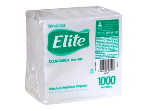 SERVILLETA ELITE BLANCA LISA X 1000 UN.11X11 CMS