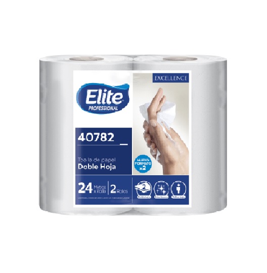Toalla de Papel Elite 2 Rollos 24 m Doble Hoja