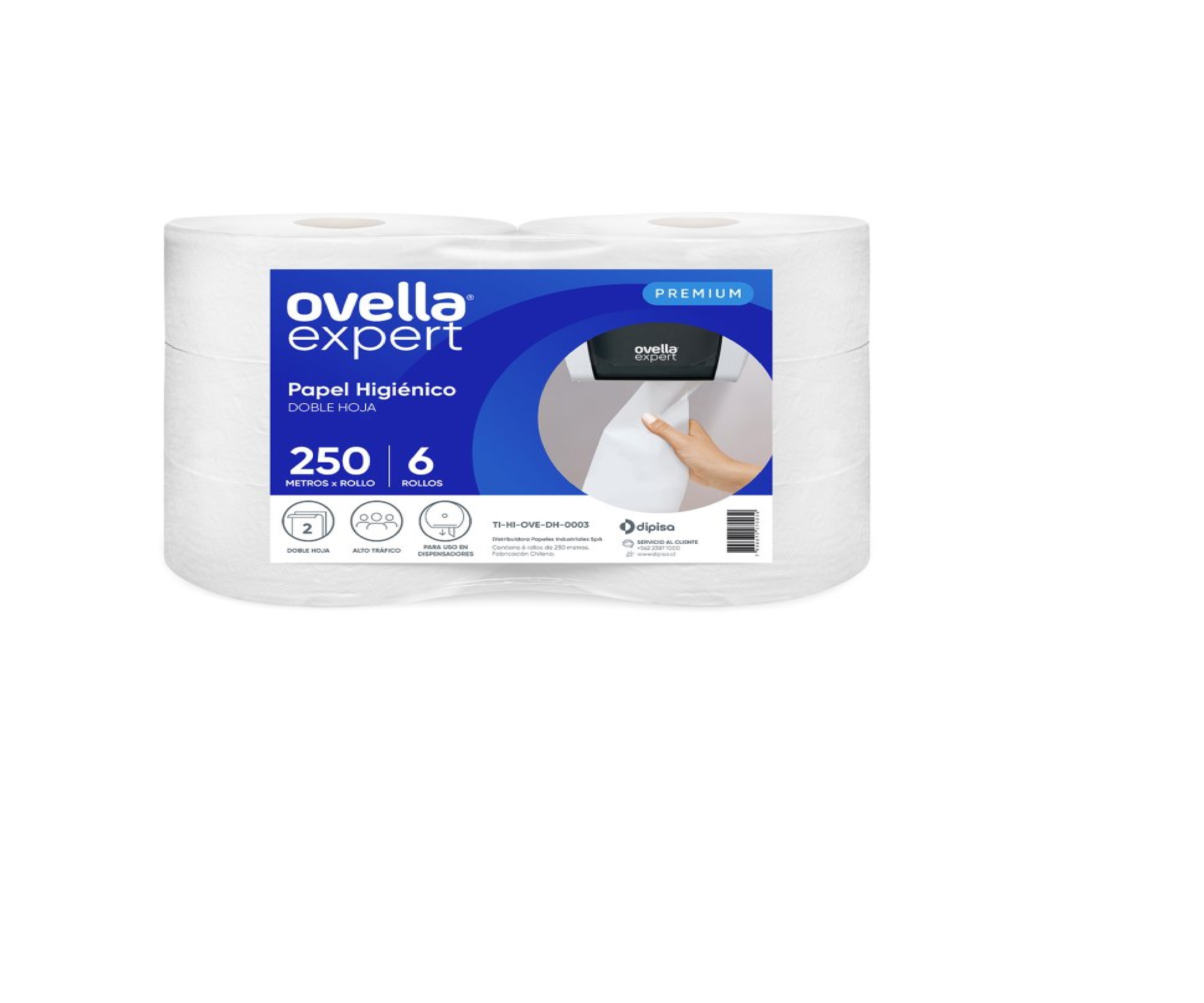 Papel Higiénico Ovella Premium Doble Hoja 6 Rollos 250 m