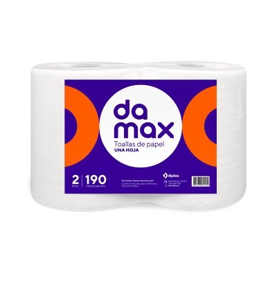 Toalla de Papel Damax 2 Rollos 190 m Hoja Simple