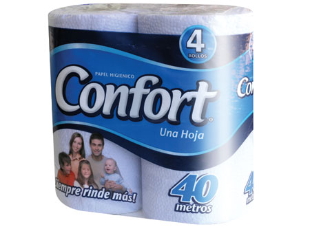 PAPEL HIG. 4 ROLLOS 40 MT. H/S COLOR CONFORT.