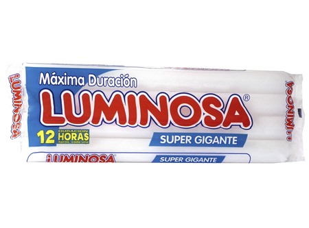 VELA LUMINOSA SUPER GIGANTE 296 GR PQ. X 4 UN.
