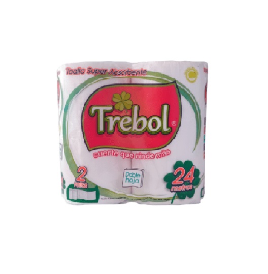 TOALLA DE PAPEL TREBOL DOBLE HOJA 2 ROLLOS 24 M