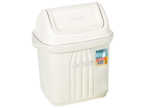 PAPELERO C/TAPA VAIVEN 6.5 LT. 24X17X28 BEIG SAN
