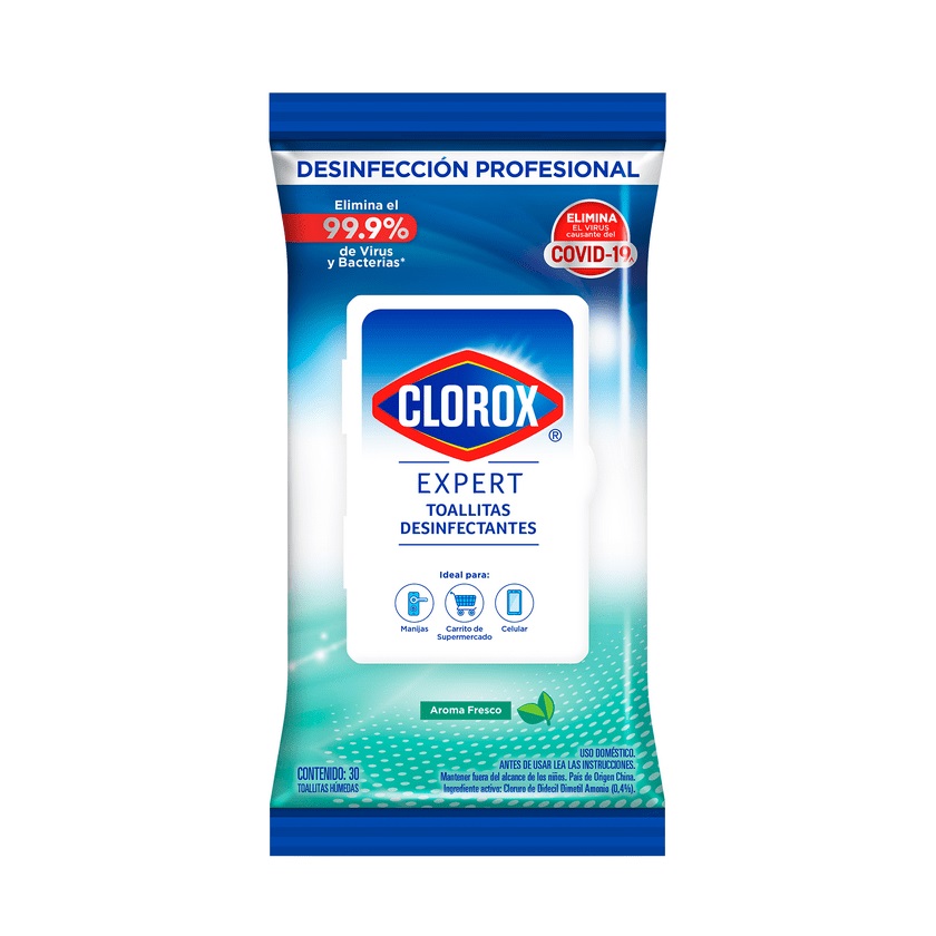 Toallas Desinfectantes Clorox Expert Fresh Flowpack de 30 Unidades