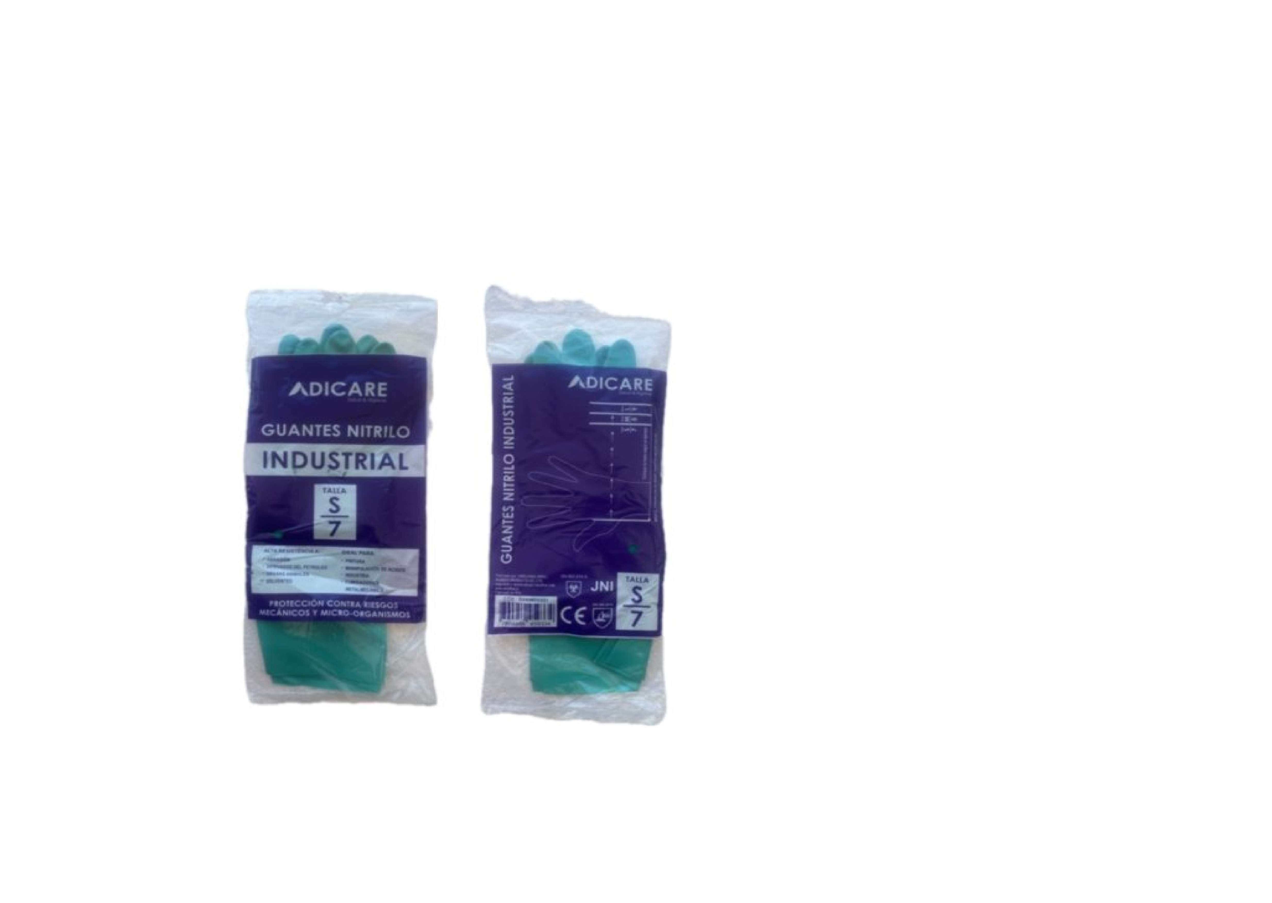 Guantes de Nitrilo Adicare Industriales Talla S Verde