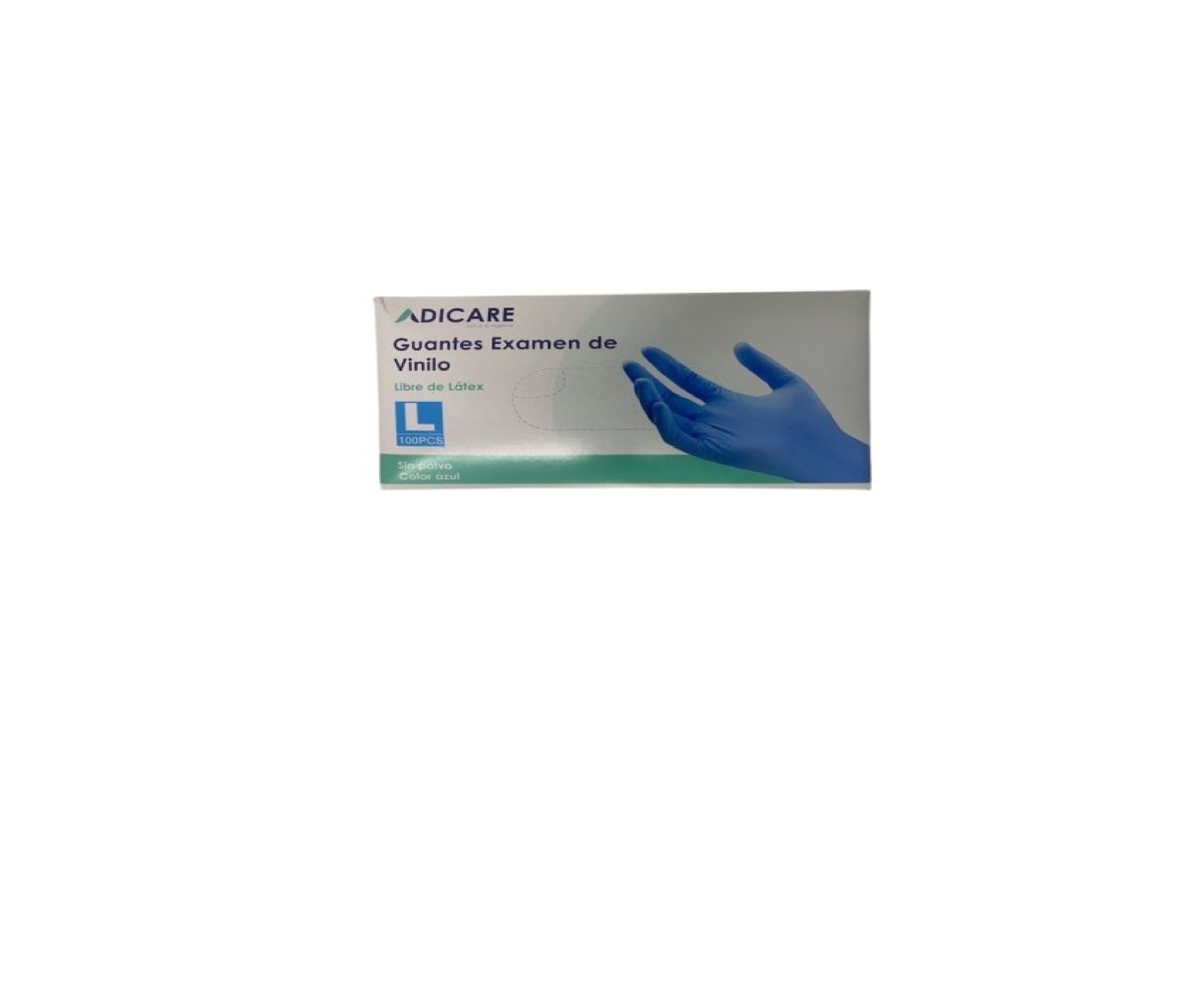 Guantes de Vinilo Adicare Examinación sin Polvo Talla L 100 Unidades Azul