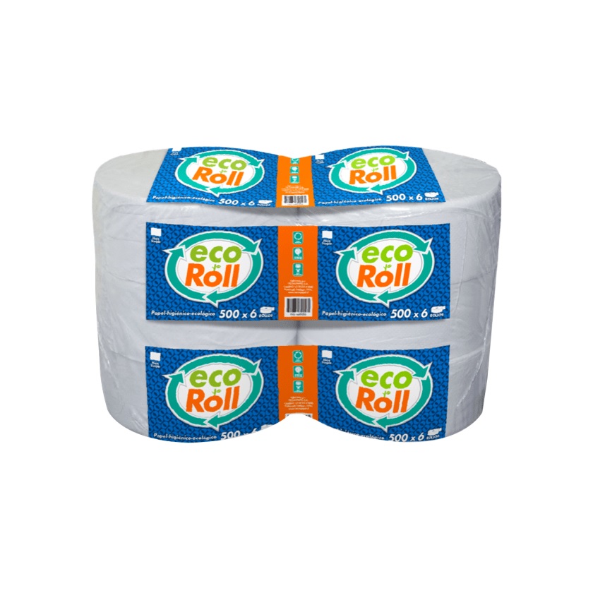 Papel Higiénico Ecoroll Hoja Simple 6 Rollos 500 m