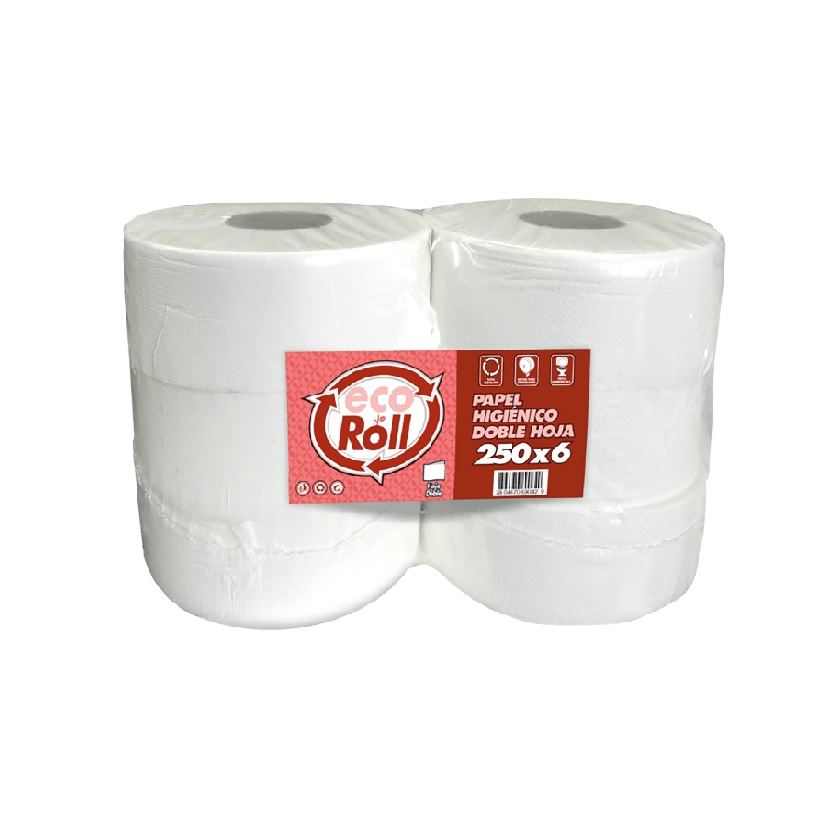 Papel Higiénico Ecoroll Doble Hoja 6 Rollos 250 m