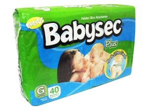 PAÑAL BABYSEC PLUS X 40 UN GRANDE