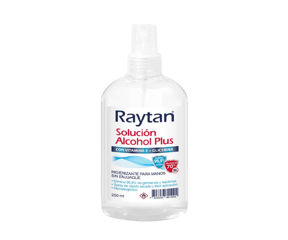 ALCOHOL PLUS RAYTAN 70% CON GLICERINA 250 ML