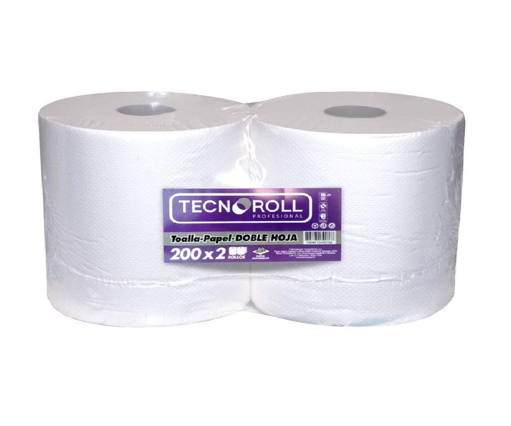 Toalla de Papel Tecnoroll 2 Rollos 200 m Doble Hoja