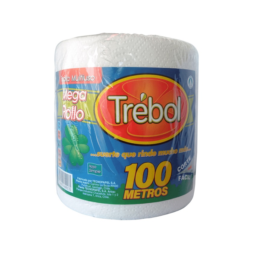 TOALLA DE PAPEL TREBOL MEGA ROLLO 100 M PRECIO X UNIDAD