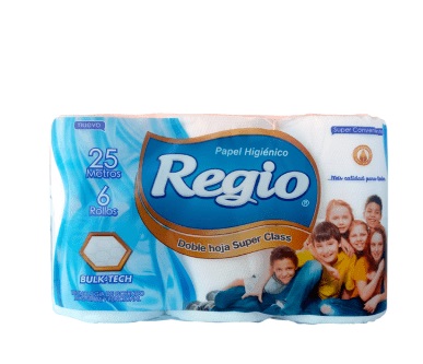 PAPEL HIGIENICO REGIO DOBLE HOJA SUPER CLASS 6 ROLLOS 25 M