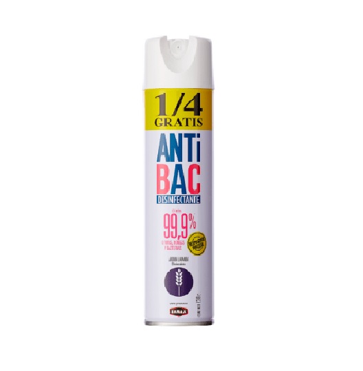 Desinfectante en Aerosol Antibac Lavanda 220 ml + 1/4 gratis