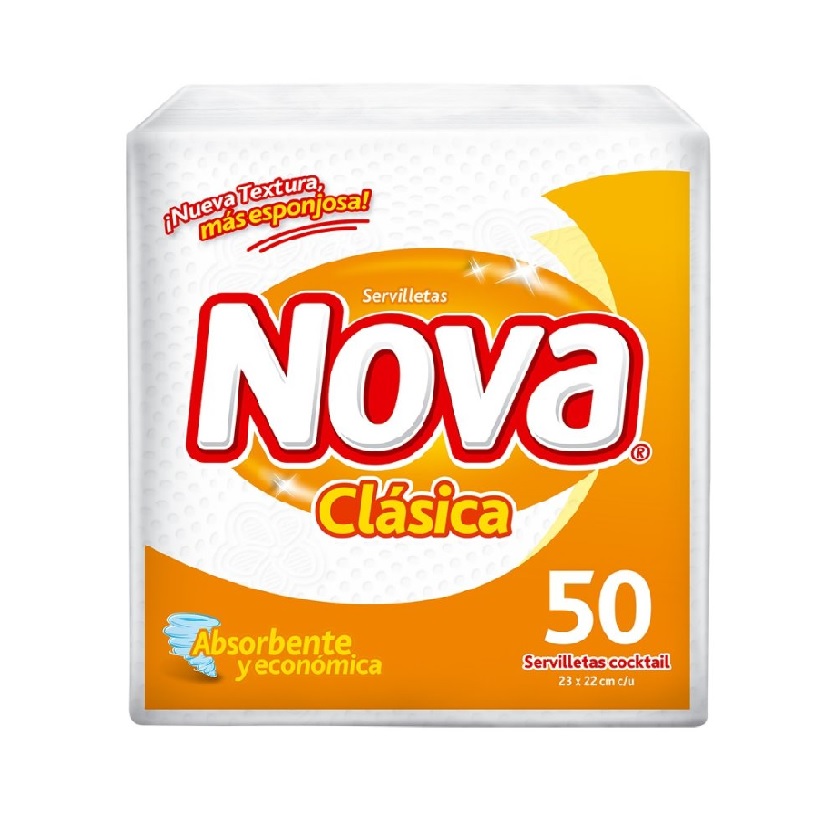 Servilleta Cocktail Nova Clásica Hoja Simple 23x22 cm 50 Unidades
