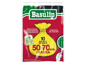 BOLSA BASURA 50 X 70 BASULIP 10 UNID 28 MR.MAX30L