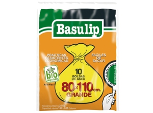 BOLSA BASURA 80 X 110 BASULIP X10 UN.40MC.MAX120L