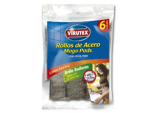 MAGO PADS 6 ROLL.S/JABON LANA ACERO OLLA VIRUTEX