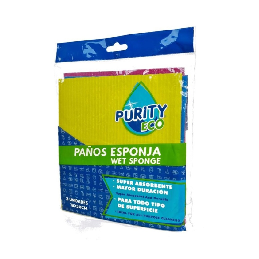 Paño Absorbente Secowash Esponja 18x20 cm Paquete de 3 Unidades
