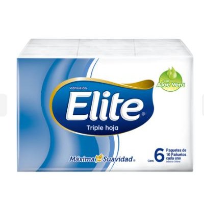 Pañuelo Facial Elite Aloe Vera 6 Paquetes 10 Hojas