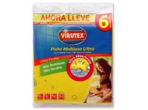 PAÑO MULTIUSO X 6 UN. ULTRA ABSORB/ VIRUTEX