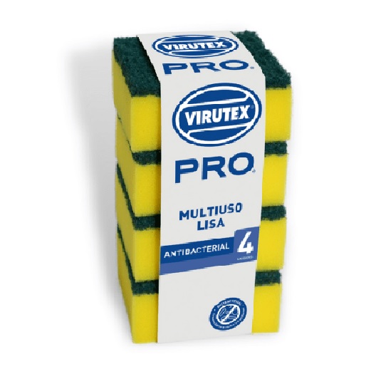 Esponja Abrasiva Virutex Pro Clásica Multiuso Lisa Display de 4 Unidades