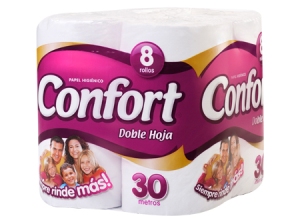 PAPEL HIG. 8 ROLLOS 30 MT. H/D CONFORT.