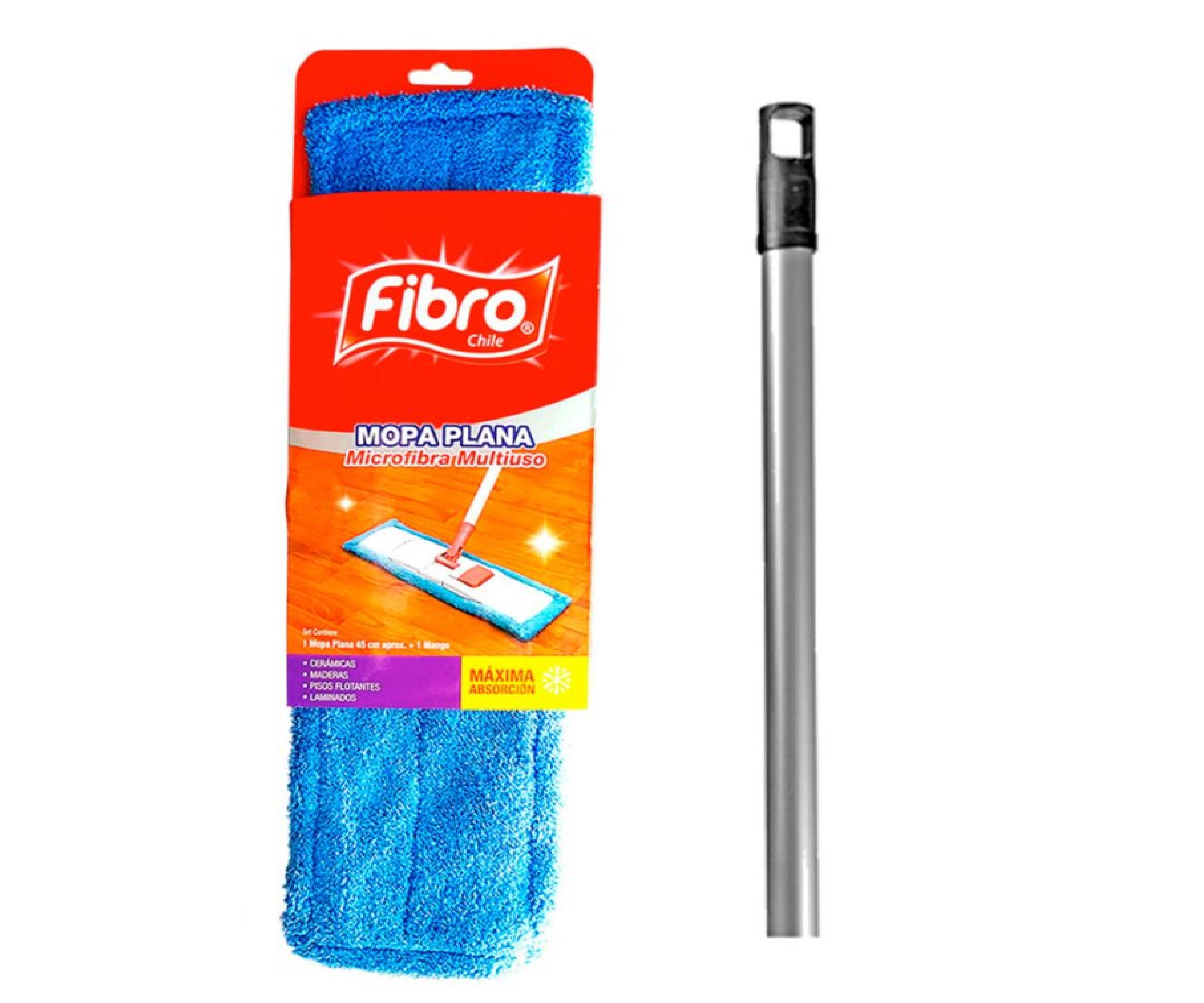 Mopa Plana Fibro Microfibra 45 cm + Palo