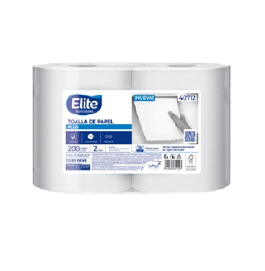Toalla de Papel Elite Plus 2 Rollos 200 m Hoja Simple