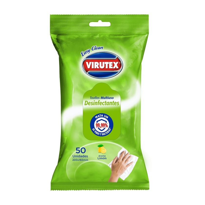 Toallas Desinfectantes Virutex Easy Clean Aroma Limón 50 Unidades