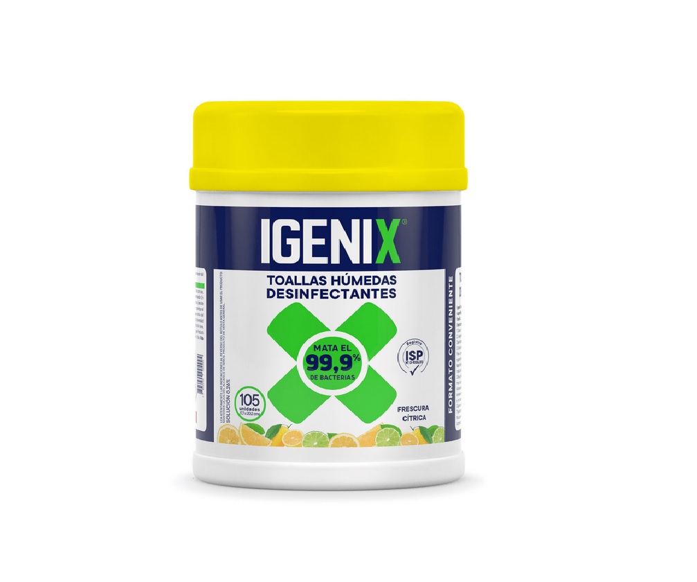 Toallas Desinfectantes Igenix Frescura Cítrica Pote de 105 Unidades