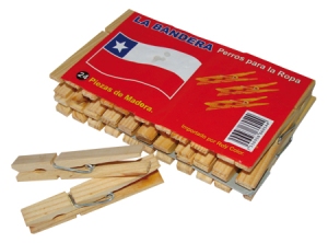 PINZAS PERROS P/ROPA (PQTE.24 UND.) MADERA