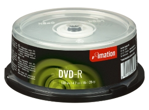 DVD-R GRABABLE 25 UN. 4.7 GB 16X IMATION.