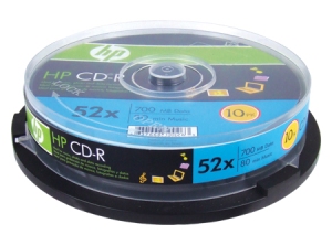 DVD+R GRABABLE 10 UN. 4.7 GB 16X HP TORTA