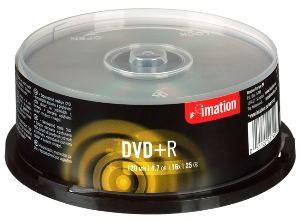 DVD+R GRABABLE 25 UN. 4.7 GB 16X IMATION TORTA