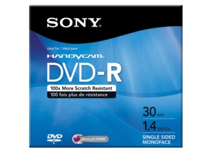 DVD-R GRABABLE MINI 1 UN. 30MIN. C/VIDEO SONY.