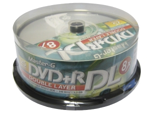 DVD+R DOBLE CAPA TORTA 25 UN MASTER-G 2.4X/ 8.5GB