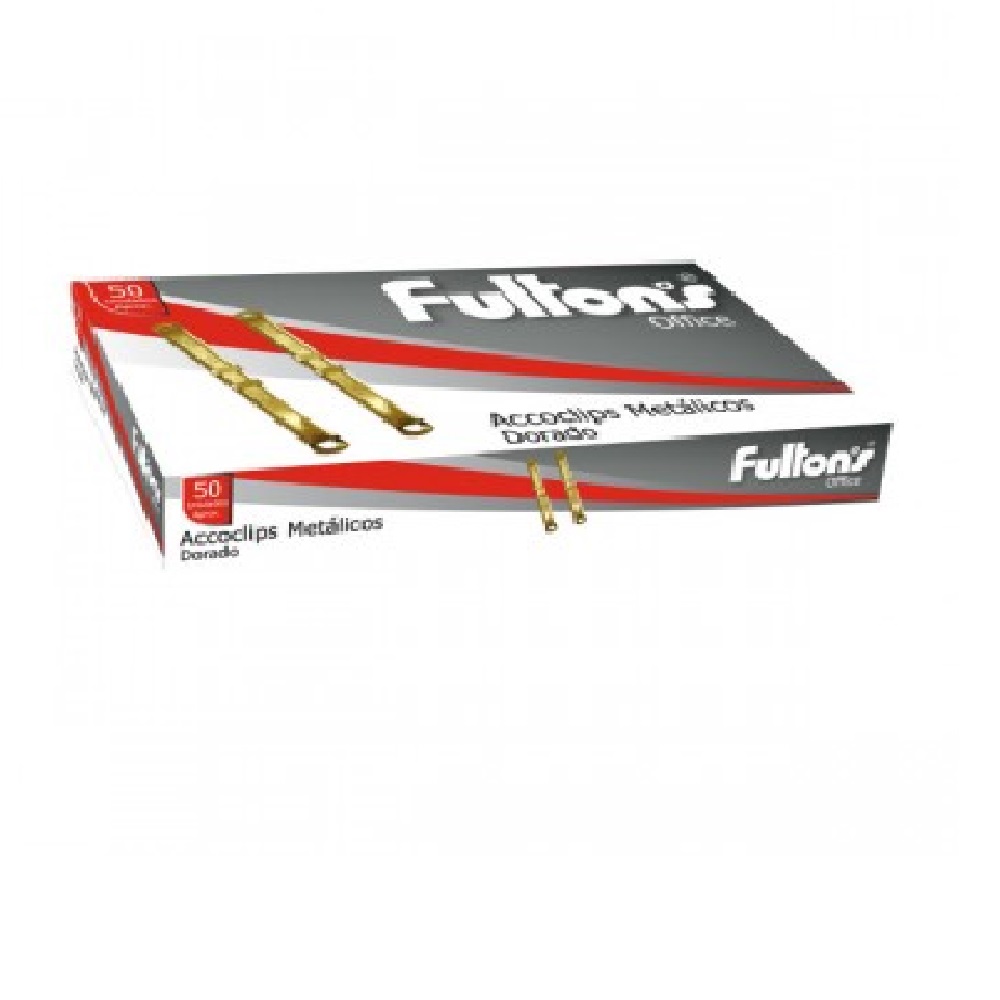 ACCOCLIP METALICO CAJA 50 UNIDADES DORADO FULTONS
