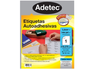 ETIQUETA INKJET/LASER 216X279MM 50 HJ 50 UN ADETEC