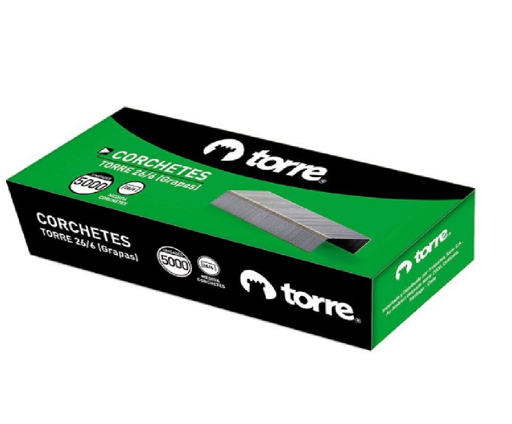 Corchetes Torre 25 Hojas 26/6 Caja de 5000 Unidades