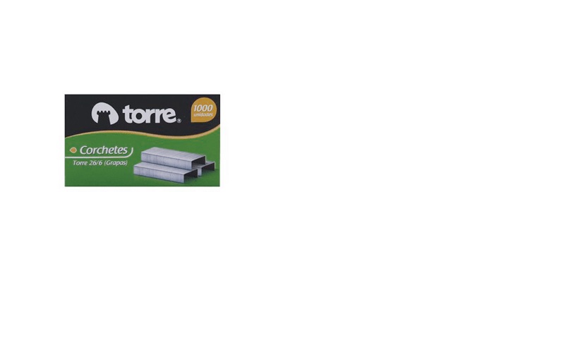 Corchetes Torre 25 Hojas 26/6 Caja de 1000 Unidades