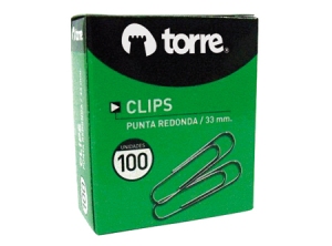 CLIPS NO.1 PUNTA REDONDA TORRE X 100 UN. 33 MM